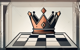 A powerful queen's crown resting on a chessboard