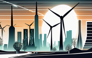 Various types of energy plants like wind turbines