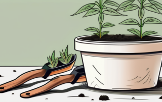 A few hemp seedlings growing in a pot