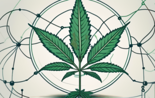 A cannabis plant with a focus on its leaves