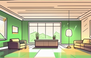 A room illuminated by a greenlight-led