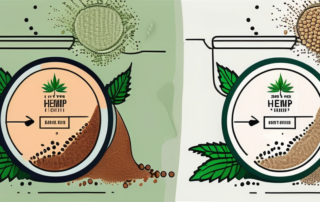 A hemp plant with its seeds being transformed into protein powder