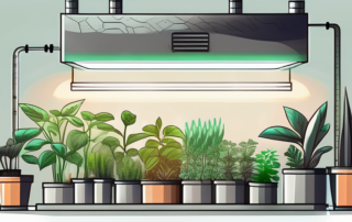 A well-organized growbox with various plants