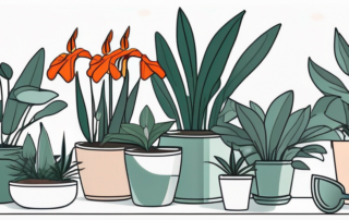 Several cannas plants in a large pot