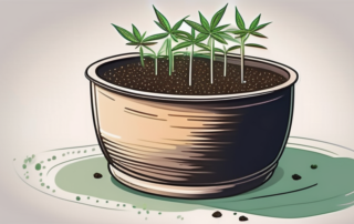 A few hemp seeds sprouting in a small