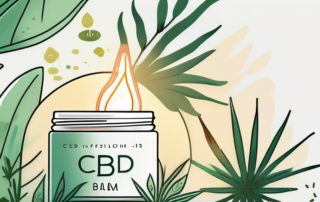 A cbd balm jar open with a radiant light emanating from it