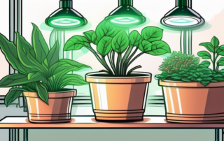 Several high-quality led grow lights illuminating vibrant