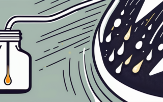 A cbd oil dropper with a few drops falling into a glass of water