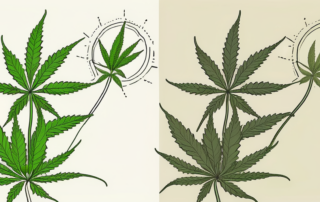 Two distinct hemp plants side by side