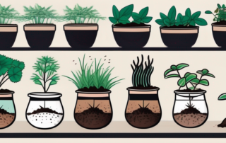 Different types of soil in separate pots with autoflowering plants thriving in them