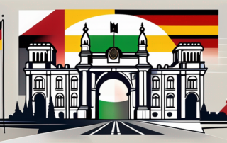 The german flag incorporated with a symbolic representation of cbn (cannabinol)