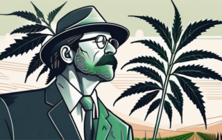 A mature male hemp plant with clear indications of its distinct features