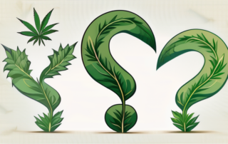 A hemp plant with its leaves subtly shaped like question marks