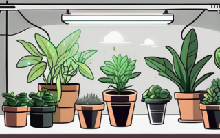 A led grow light setup nurturing various indoor plants