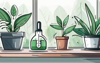 A humidity meter and a healthy plant in a well-balanced indoor environment
