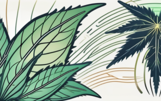 A hemp plant with highlighted elements symbolizing its pain-relieving properties