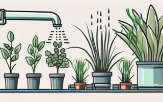 An advanced irrigation system efficiently watering a variety of plants in a garden