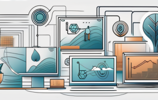 A modern digital environment with various technological elements