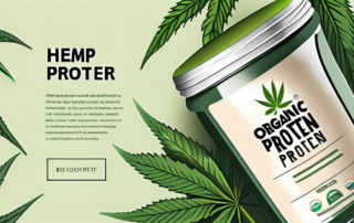 Organic hemp protein powder in a scoop