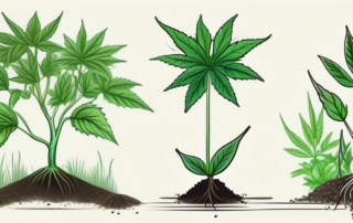 Different stages of hemp growth in an outdoor environment