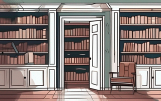 A hidden room behind a bookshelf in a cozy home library