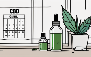 A dropper bottle of cbd oil with a dosage mark