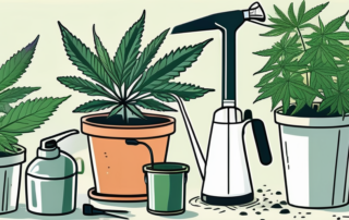 Various outdoor cannabis plants thriving in a sunny garden