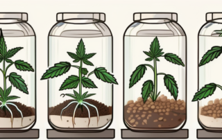 Various stages of cannabis seeds germinating