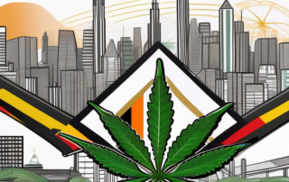 The german flag with cannabis leaves replacing the usual colors