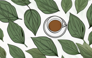 Fresh hemp leaves steeping in a hot cup of tea