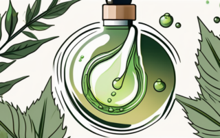A droplet of hemp oil falling onto a magnified