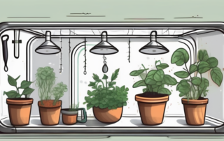 A homemade grow tent with various diy tools scattered around