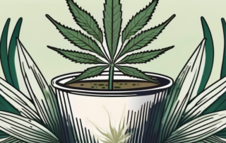 A hemp plant with its leaves transforming into a fine powder