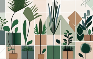 A lush garden with various plants thriving in small