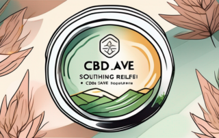 A cbd salve jar with a soothing aura around it