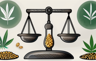 A collection of various weed seeds on a balance scale