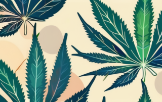 A cannabis leaf with different shades of color