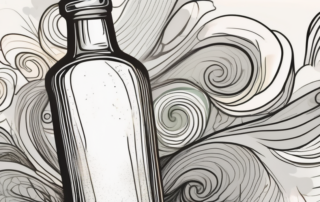 A bottle of alcohol with fumes rising from it