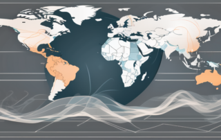 A globe with smoke trails rising from various countries