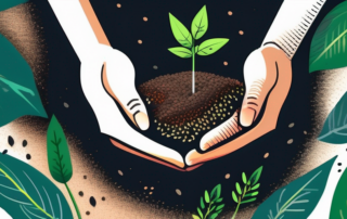 A few hemp seeds being planted in fertile soil