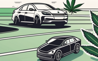 A car key next to a cannabis leaf