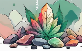 A cloud of smoke enveloping a pile of variously shaped and colored stones