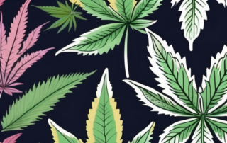 Various types of haze cannabis plants in a stylized