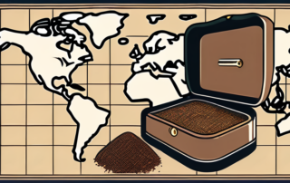 A vintage snuffbox surrounded by various types of snuff tobacco
