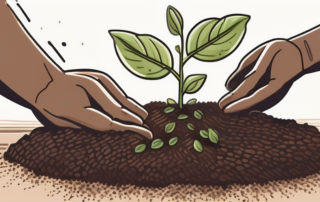 Germinated seeds being planted into soil
