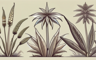 Various types of hemp plants in a field