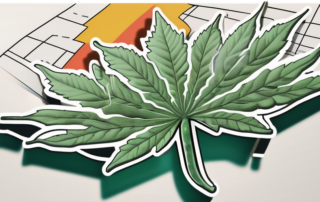 A map of germany with a cannabis leaf icon hovering over it