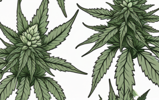 A magnified cannabis plant with a strong
