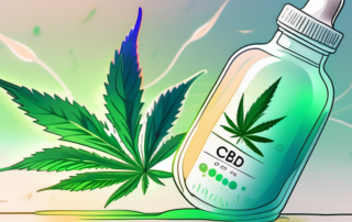 A cbd oil dropper bottle with a glowing aura