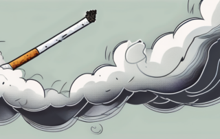A broken cigarette with smoke transforming into stormy clouds